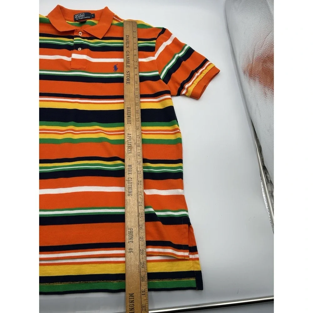 Vintage Polo Ralph Lauren Mens Polo Shirt Bright Multicolor Striped Size L H